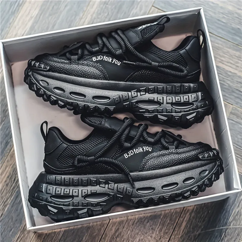Trendy Chunky Shoes For Outdoor Walking Jogging Workout, Men's Durable Tyre Shaped Sole Durable Sneakers