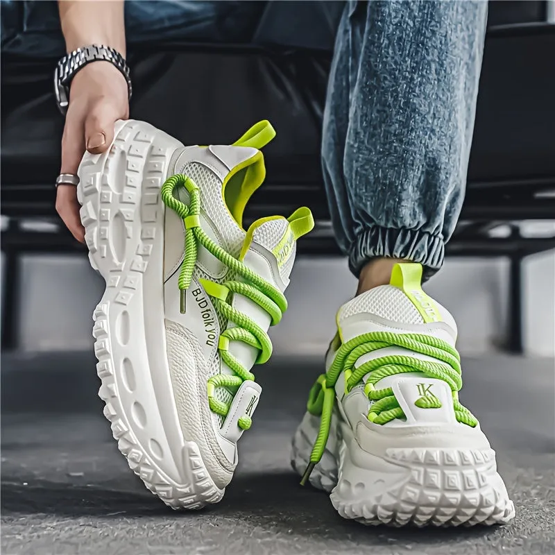 Trendy Chunky Shoes For Outdoor Walking Jogging Workout, Men's Durable Tyre Shaped Sole Durable Sneakers