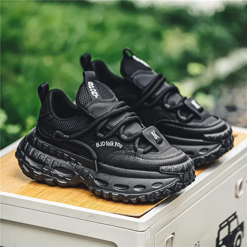 Trendy Chunky Shoes For Outdoor Walking Jogging Workout, Men's Durable Tyre Shaped Sole Durable Sneakers