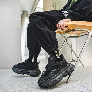 Trendy Chunky Shoes For Outdoor Walking Jogging Workout, Men's Durable Tyre Shaped Sole Durable Sneakers