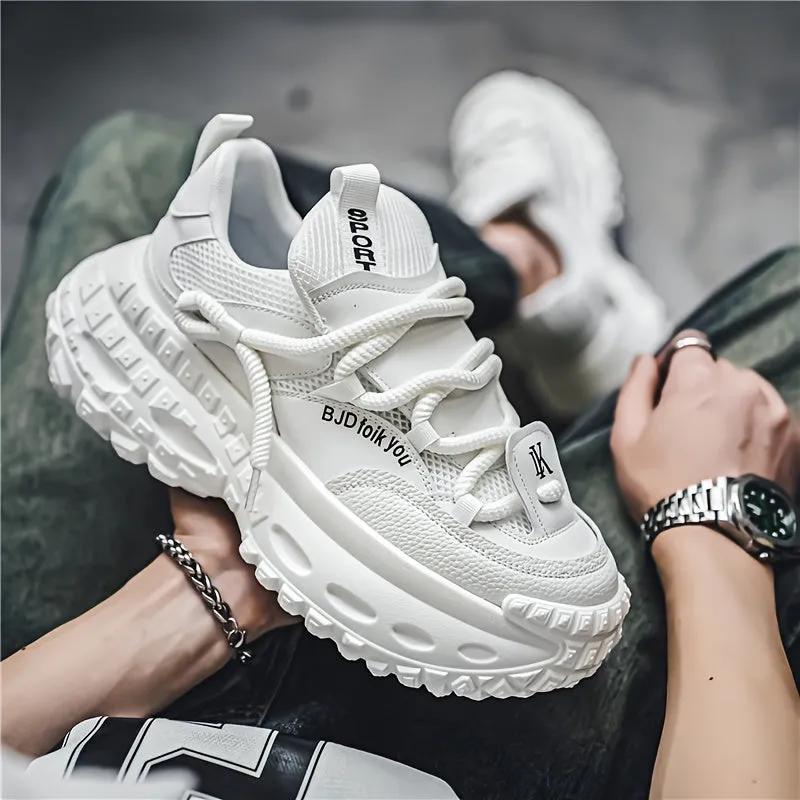 Trendy Chunky Shoes For Outdoor Walking Jogging Workout, Men's Durable Tyre Shaped Sole Durable Sneakers