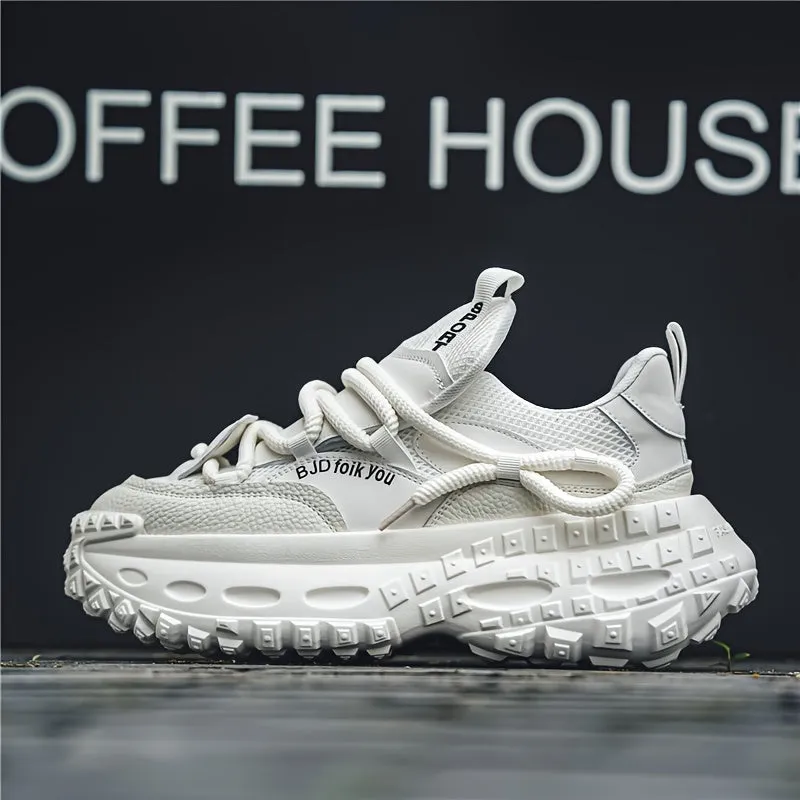 Trendy Chunky Shoes For Outdoor Walking Jogging Workout, Men's Durable Tyre Shaped Sole Durable Sneakers