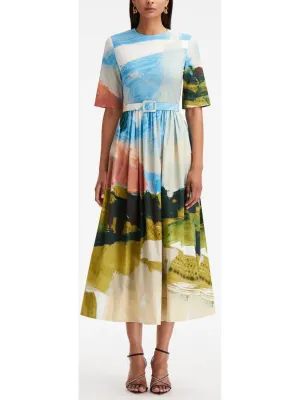 Women’s Abstract Landscape Cotton Poplin Dress