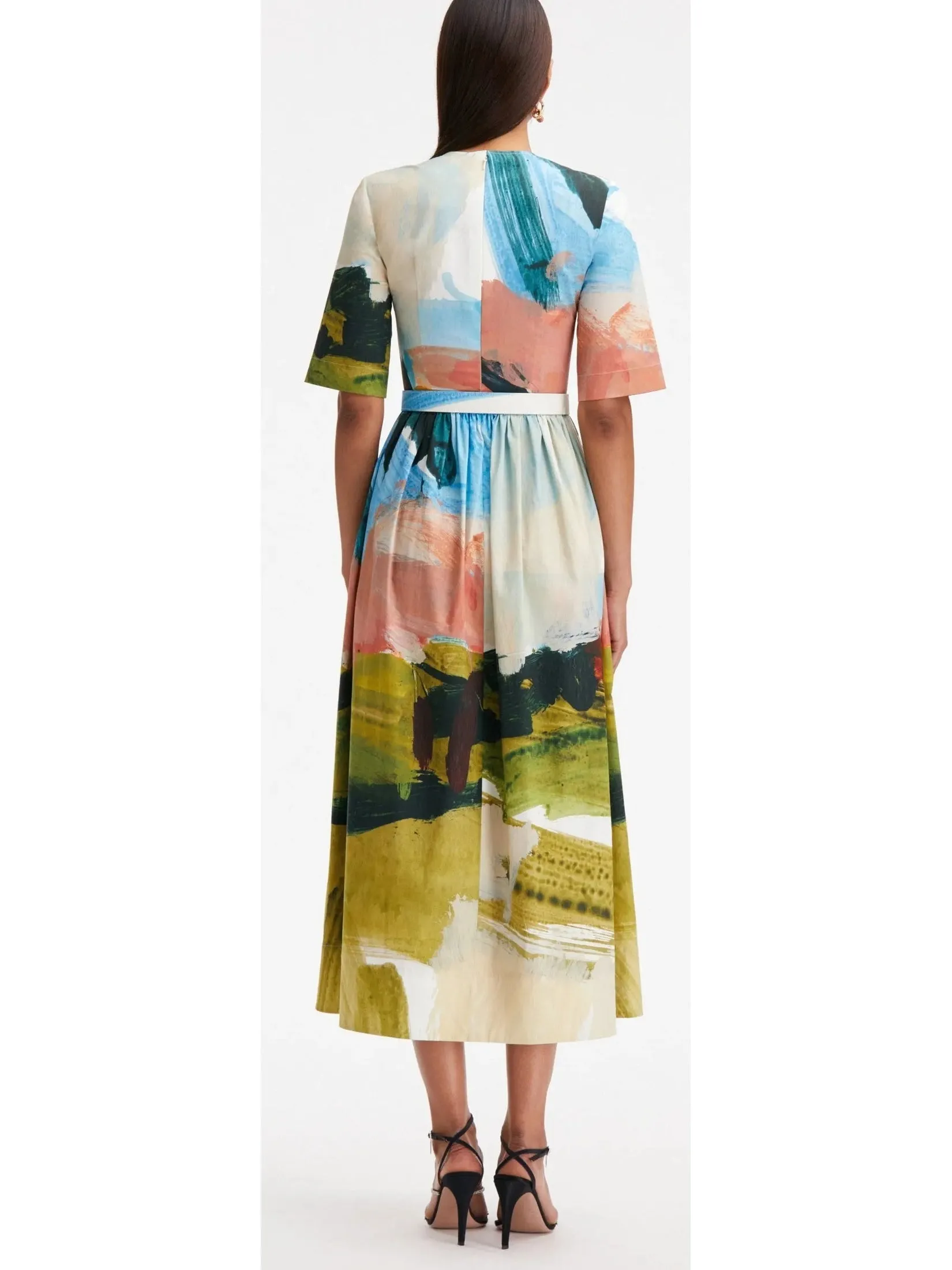Women’s Abstract Landscape Cotton Poplin Dress