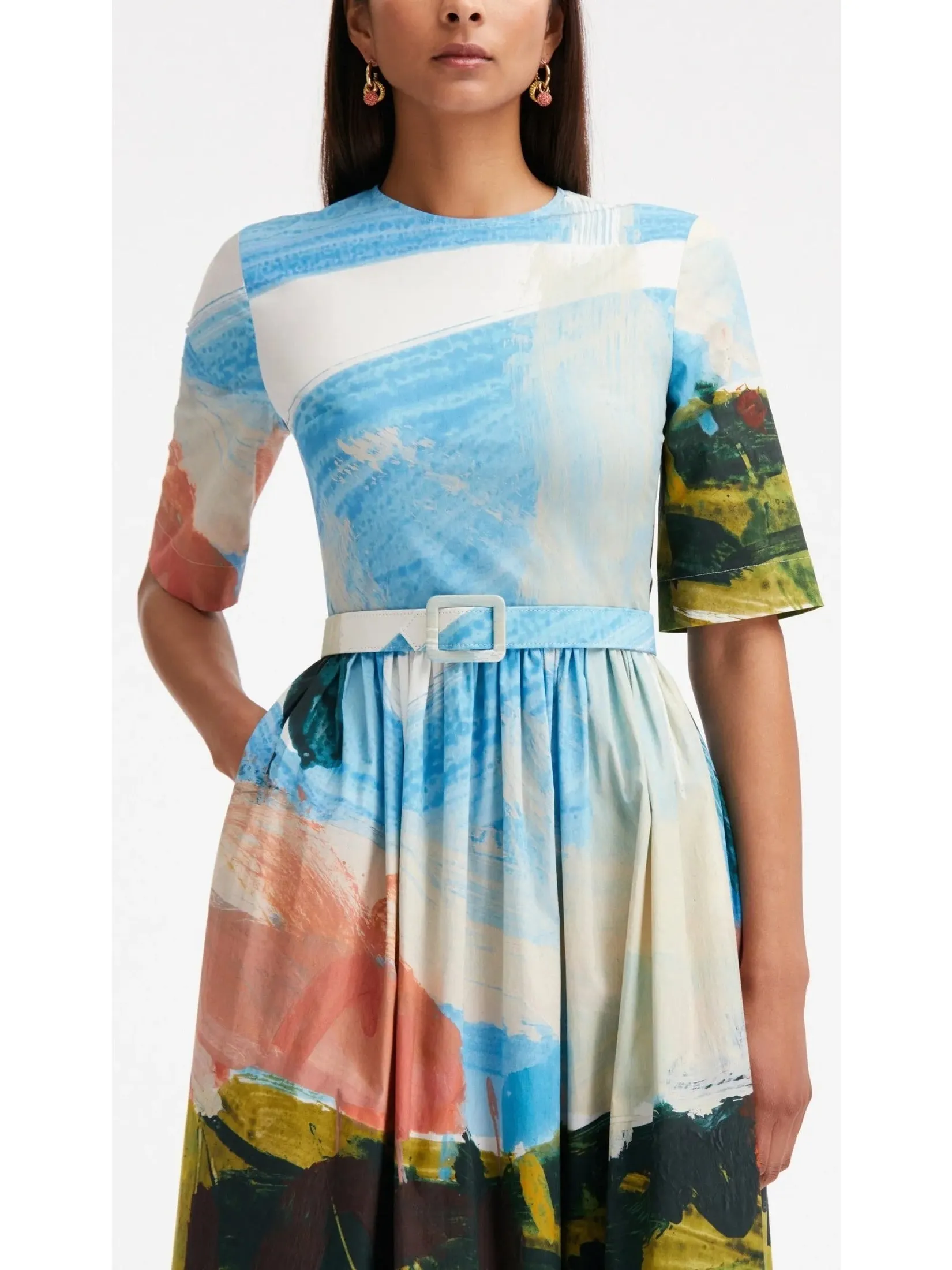Women’s Abstract Landscape Cotton Poplin Dress