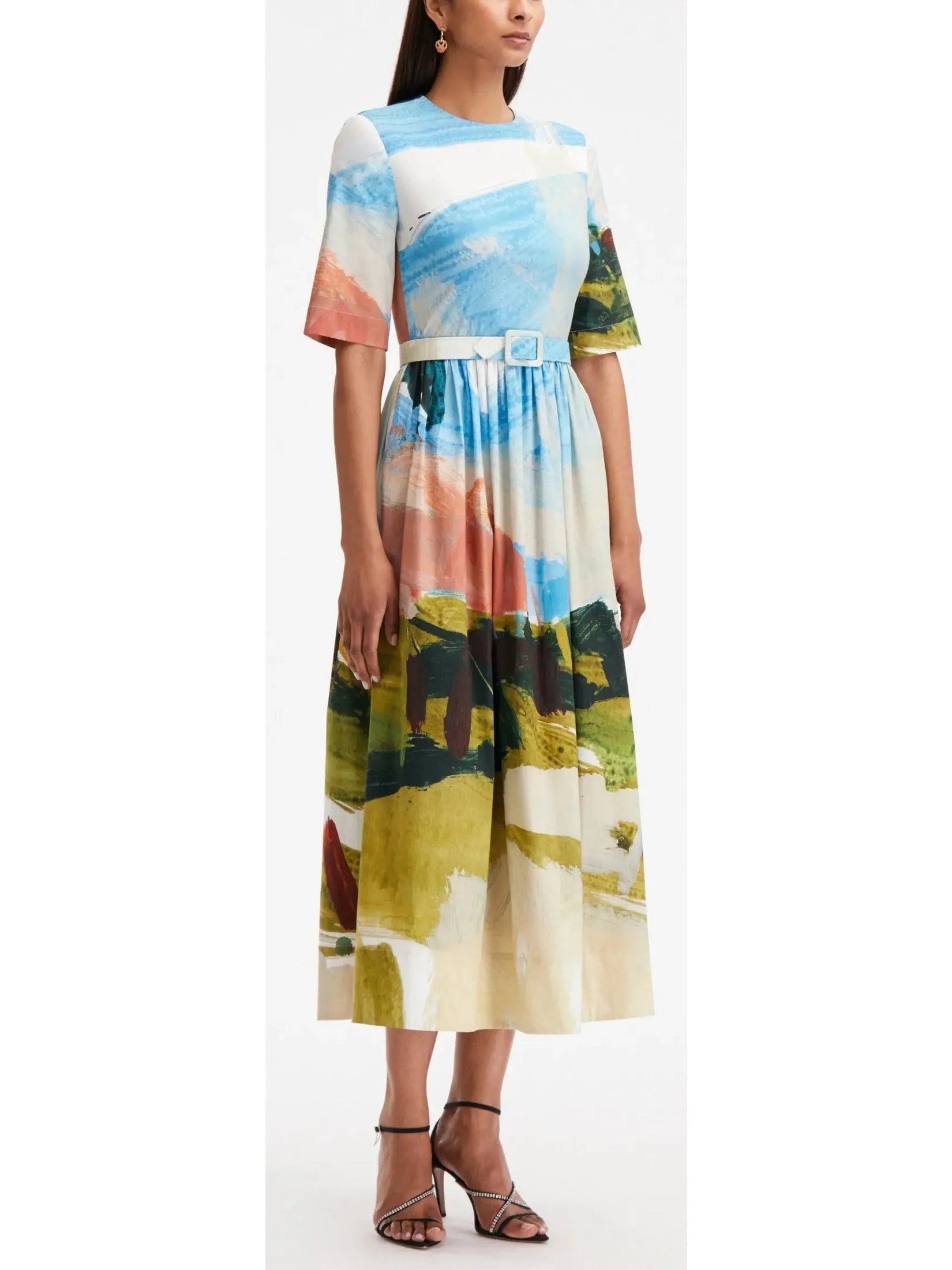 Women’s Abstract Landscape Cotton Poplin Dress